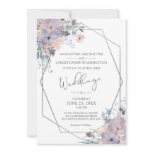 Aquarela Púrpura Floral Flores Geométricas