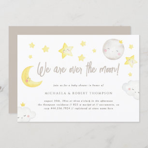 Convite Aquarela Que Estamos Sobre O Chá de fraldas Da Lua