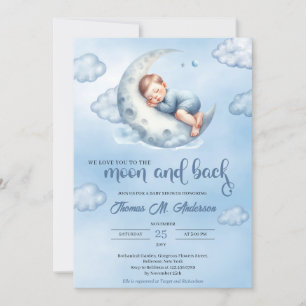 Convite Aquarela que te amamos à lua e de volta