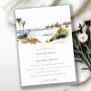 Convite Aquarela Rhode Island Estados Unidos Casamento