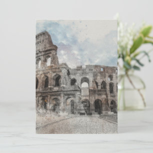 Convite Aquarela Roma Coliseu – Viagem Italiana Elegante