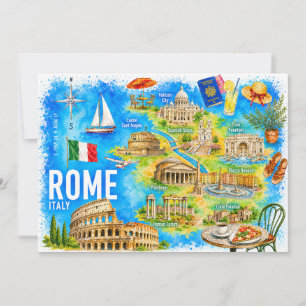 Convite Aquarela Roma Itália Coliseu Marco