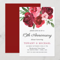 Aquarela Romântica Rosas Vermelhas 15º Aniversário