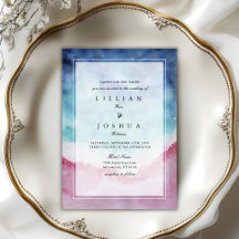Aquarela Rosa Azul Oceano Na Praia Casamento 