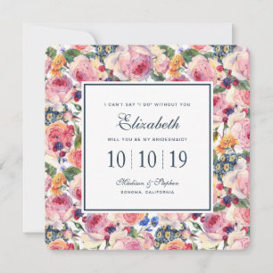 Convite Aquarela   Rosas em inglês - Bridesmaid