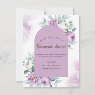 Convite Aquarela Rosas Lilás Pontos Jantar de Ensaios