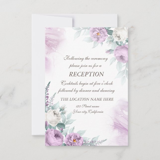 Convite Aquarela Rosas Violeta Bolinhas Casamento (Frente)