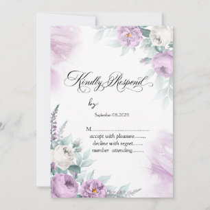 Convite Aquarela Rosas Violeta Bolinhas RSVP
