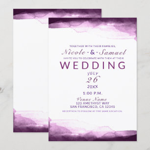 Convite Aquarela Roxa de Boysenberry Chic Casamento Modern