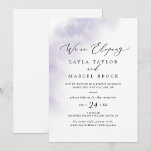 Convite Aquarela Roxa   Recepção de Casamento Furtivo