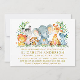 Convite Aquarela Safari Animais Chá de fraldas Amarelo Dou