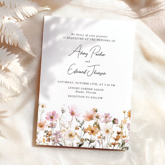 Convite Aquarela Simples Rústica do casamento outono (Criador carregado)