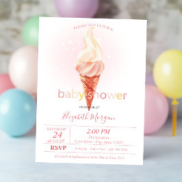 Convite Aquarela Sorvete Gelado Bolinhas Chás de Bebê