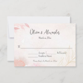 Convite Aquarela Suave Resposta para Casamento Floral Tom 
