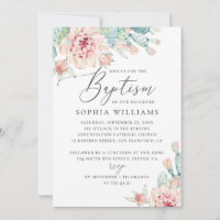 Aquarela Suculenta Floral | Batismo Elegante