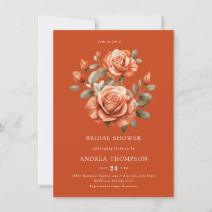Convite Aquarela Terracota Chuveiro Floral Nupcial