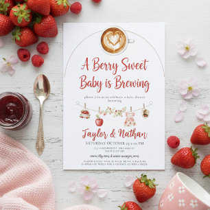 Convite aquarela um bebê berry doce está sendo preparado m