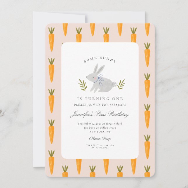 Convite Aquarela Um Coelhinho Está Virando Um Aniversário (Frente)