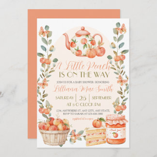 Convite Aquarela Um Pequeno Pêssego a Caminho