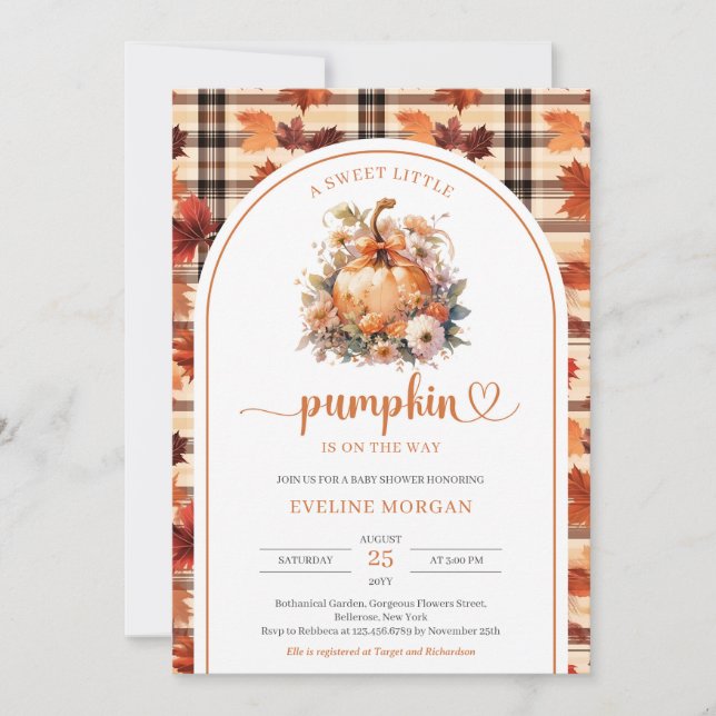 Convite Aquarela Uma doce abóbora cai na floral (Frente)