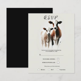 Convite Aquarela Vacas Casamento Rústico Minimal