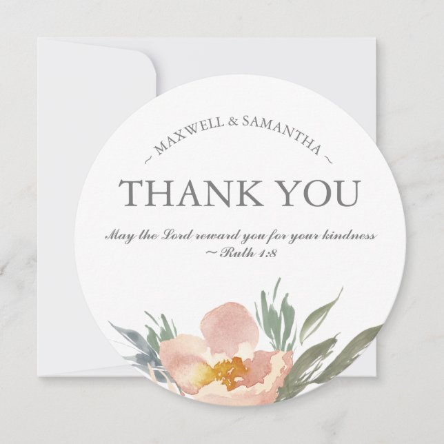 Convite Aquarela Verde, Branco e Laranja Obrigado (Frente)