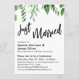 Convite Aquarela Verde Celebração de Casamento
