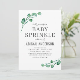 Convite Aquarela Verde Eucalyptus Baby Sprinkle