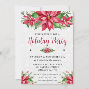 Convite Aquarela Vermelha Flor de Natal Festa Floral de Na