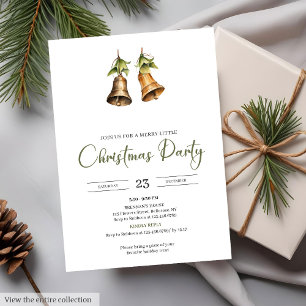 Convite Aquarela Vermelho Verde Sino de Natal Rústico de F