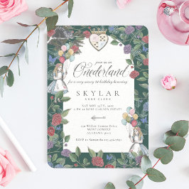 Convite Aquarela Vintage Alice no Aniversário do País das 