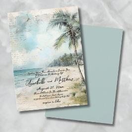 Convite Aquarela Vintage no Casamento na Praia