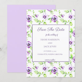 Convite Aquarela Violetas Roxas Salva a Data