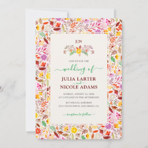 Convite Aquarelas Vibrantes Flores de Tulipa de Verão Casa