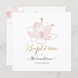 Convite Aquarelle Les Fluers Faire-part de Baptême