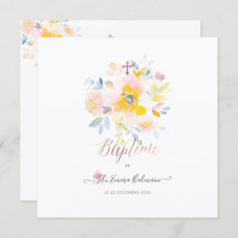 Convite Aquarelle Rosa de Jardin Faire-part de Baptême