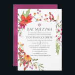 Convite Aquarelle Wild Flower Bat Mitzvah<br><div class="desc">Burgundy e plum field flower bat mitzvah convite personalizável para suas especificidades de evento.</div>