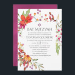 Convite Aquarelle Wild Flower Bat Mitzvah<br><div class="desc">Burgundy e plum field flower bat mitzvah convite personalizável para suas especificidades de evento.</div>