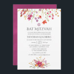 Convite Aquarelle Wild Flower Bat Mitzvah<br><div class="desc">Chamada de Burgundy e Plum field Flor bat mitzvah com tipografia elegante personalizável para seus eventos específicos.</div>