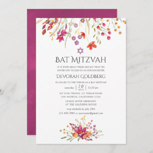 Convite Aquarelle Wild Flower Bat Mitzvah