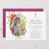 Aquarelle Wildflower Primeira Comunhão Santa