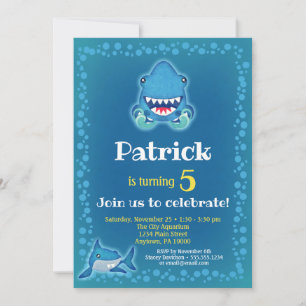 Convite Aquário de Festa de aniversário de Shark Invitat