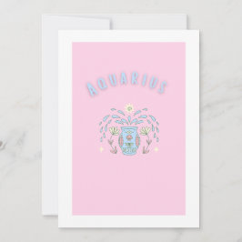 Convite Aquário Rosa, impressão do signo zodiacal, signo e