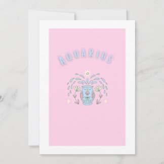 Convite Aquário Rosa, impressão do signo zodiacal, signo e