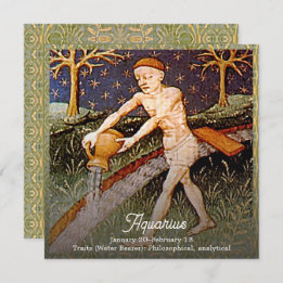 Convite Aquarius Water Bearer Zodiac Sinal Festa de aniver