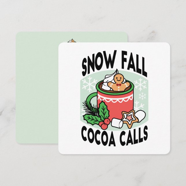 Convite Aqueça-se com Chamadas de Cacau de Neve - Bebida d (Frente/Verso)
