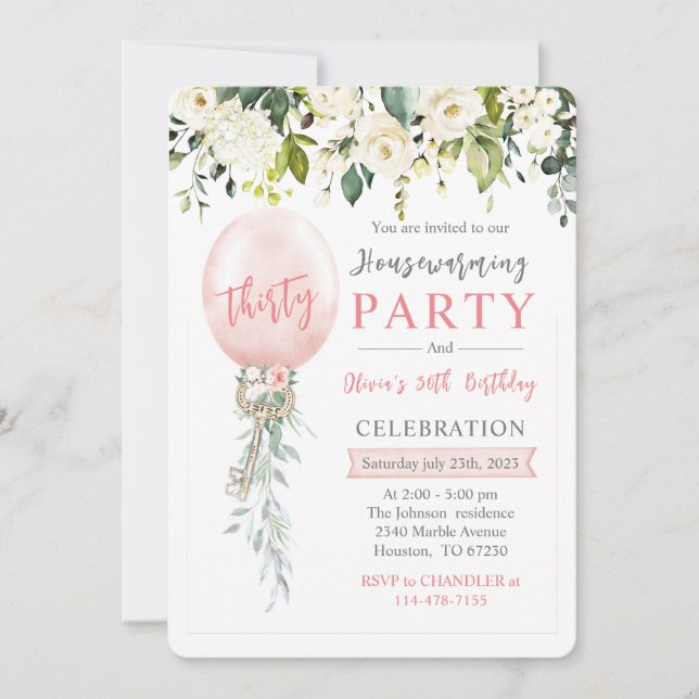 Convite Aquecimento doméstico personalizado e aniversário (Frente)