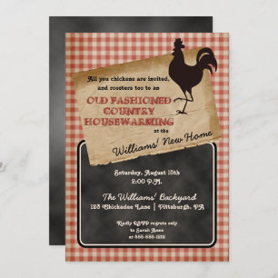 Convite Aquecimento Doméstico Rustic Rooster Cookout