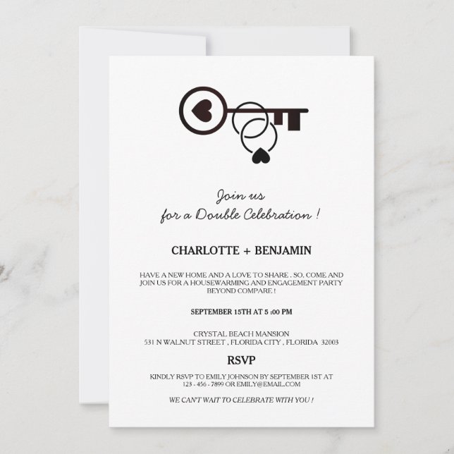 Convite Aquecimento Doméstico Simples E Festa de noivado (Frente)