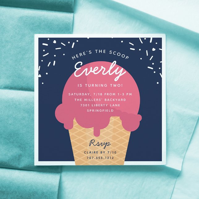 Convite Aqui está a Festa de aniversário do Cone do Sorvet (Criador carregado)